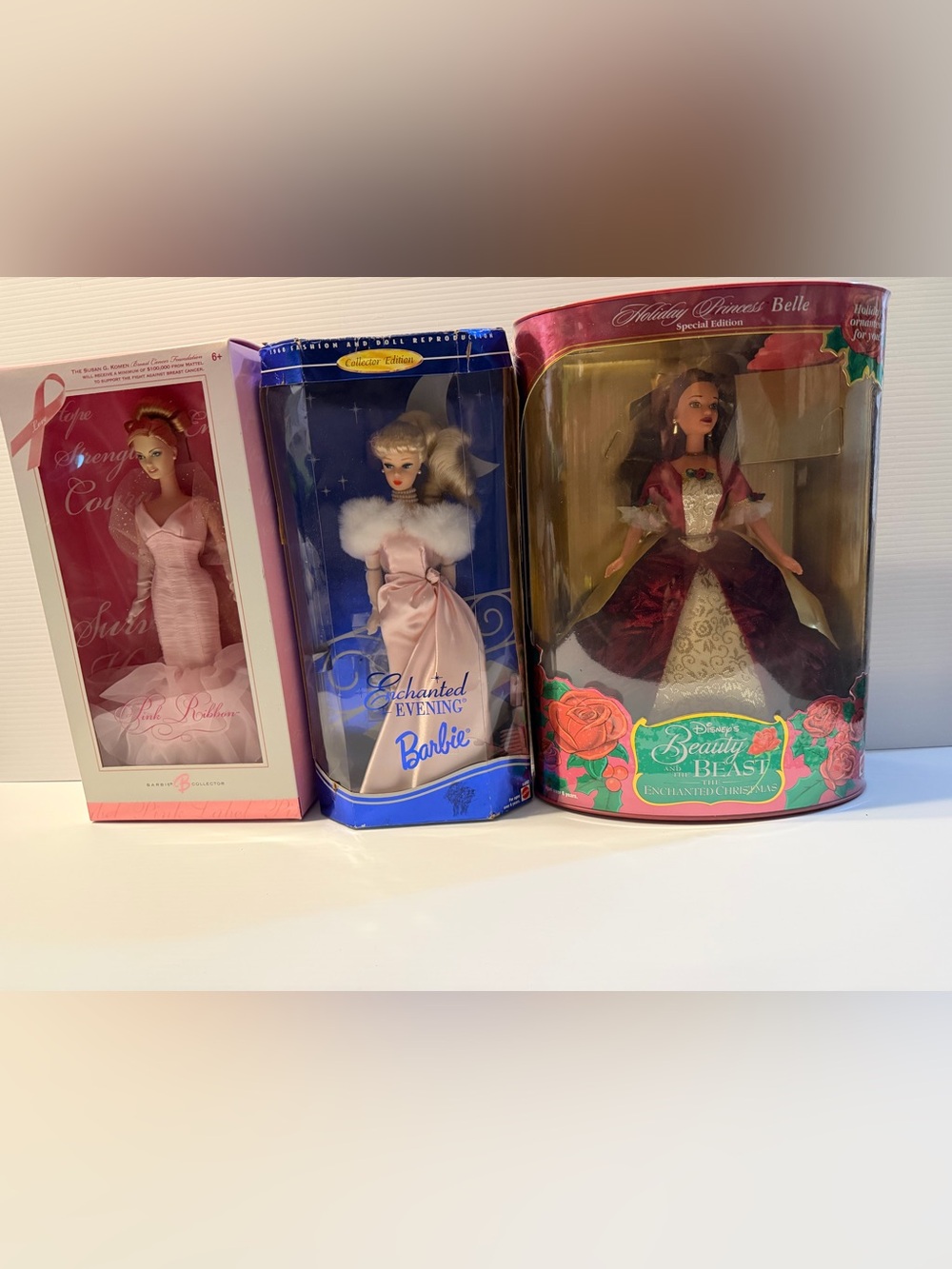 3-Barbie Collection: ‘97 Holiday Disney Belle, ‘95 Classic 60s, ‘06 Pink Label